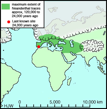 Zone d'expansion de l'Homo Neanderthalensis